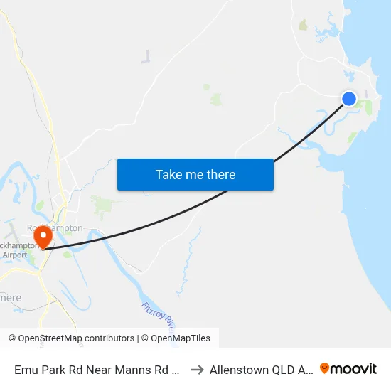 Emu Park Rd Near Manns Rd Hail 'N' Ride to Allenstown QLD Australia map