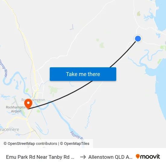 Emu Park Rd Near Tanby Rd Hail 'N' Ride to Allenstown QLD Australia map