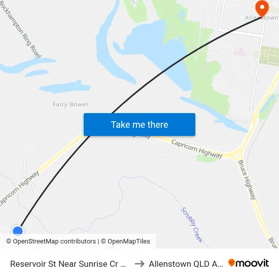 Reservoir St Near Sunrise Cr Hail 'N' Ride to Allenstown QLD Australia map