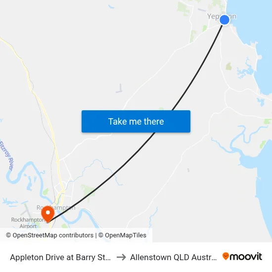 Appleton Drive at Barry Street to Allenstown QLD Australia map