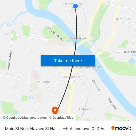 Main St Near Haynes St Hail 'N' Ride to Allenstown QLD Australia map