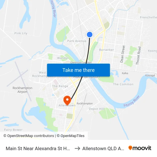 Main St Near Alexandra St Hail 'N' Ride to Allenstown QLD Australia map