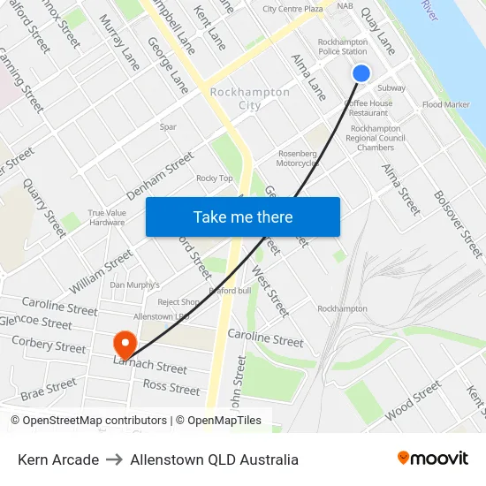 Kern Arcade to Allenstown QLD Australia map