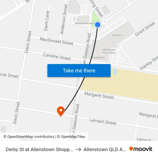 Derby St at Allenstown Shopping Centre to Allenstown QLD Australia map