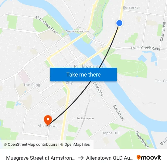 Musgrave Street at Armstrong Street to Allenstown QLD Australia map