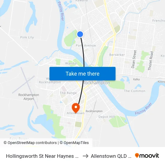 Hollingsworth St Near Haynes St Hail 'N' Ride to Allenstown QLD Australia map