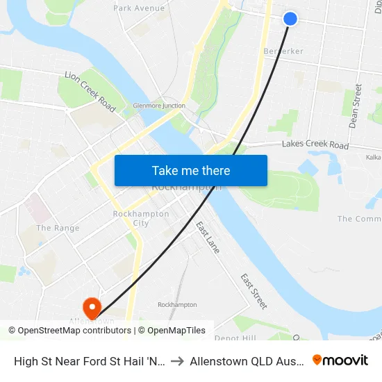 High St Near Ford St Hail 'N' Ride to Allenstown QLD Australia map