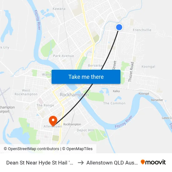 Dean St Near Hyde St Hail 'N' Ride to Allenstown QLD Australia map