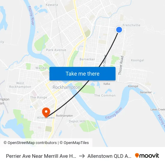 Perrier Ave Near Merrill Ave Hail 'N' Ride to Allenstown QLD Australia map