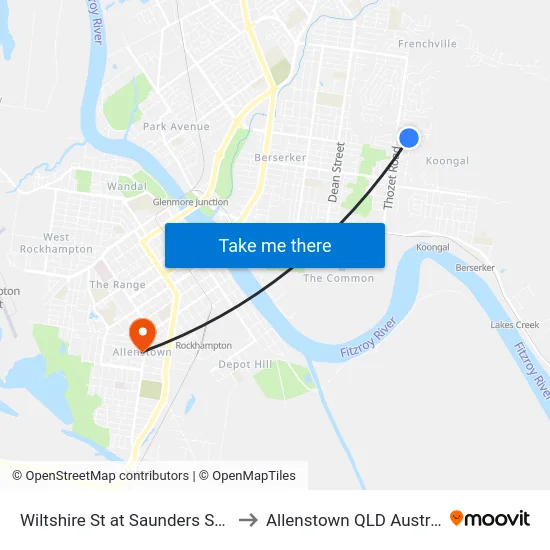 Wiltshire St at Saunders Street to Allenstown QLD Australia map