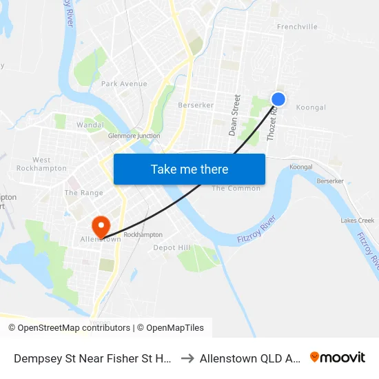 Dempsey St Near Fisher St Hail 'N' Ride to Allenstown QLD Australia map