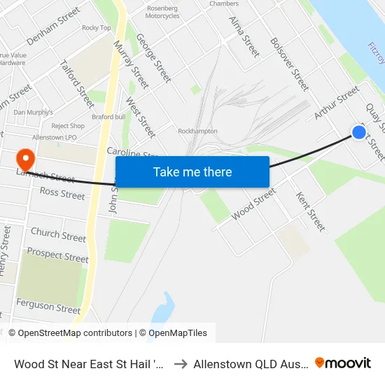 Wood St Near East St Hail 'N' Ride to Allenstown QLD Australia map