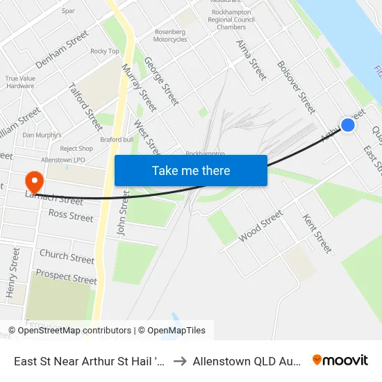 East St Near Arthur St Hail 'N' Ride to Allenstown QLD Australia map