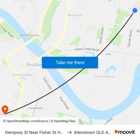 Dempsey St Near Fisher St Hail 'N' Ride to Allenstown QLD Australia map