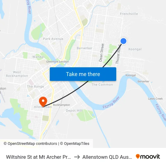 Wiltshire St at Mt Archer Primary to Allenstown QLD Australia map