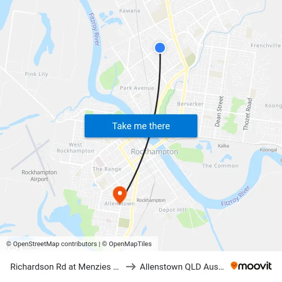 Richardson Rd at Menzies Street to Allenstown QLD Australia map