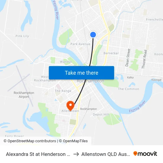 Alexandra St at Henderson Street to Allenstown QLD Australia map