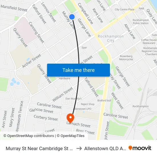 Murray St Near Cambridge St Hail 'N' Ride to Allenstown QLD Australia map