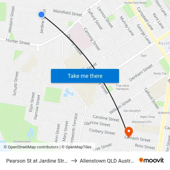 Pearson St at Jardine Street to Allenstown QLD Australia map