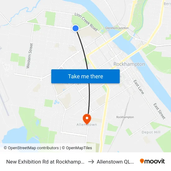 New Exhibition Rd at Rockhampton Showgrounds to Allenstown QLD Australia map