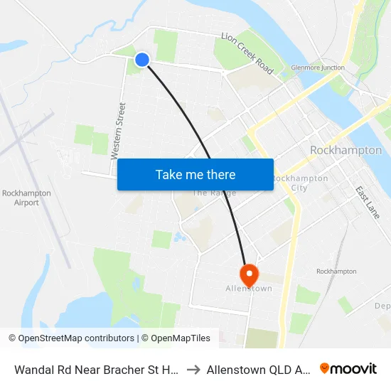 Wandal Rd Near Bracher St Hail 'N' Ride to Allenstown QLD Australia map