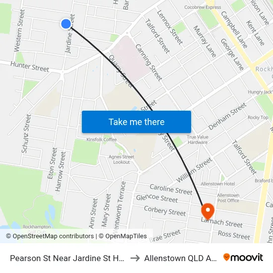 Pearson St Near Jardine St Hail 'N' Ride to Allenstown QLD Australia map