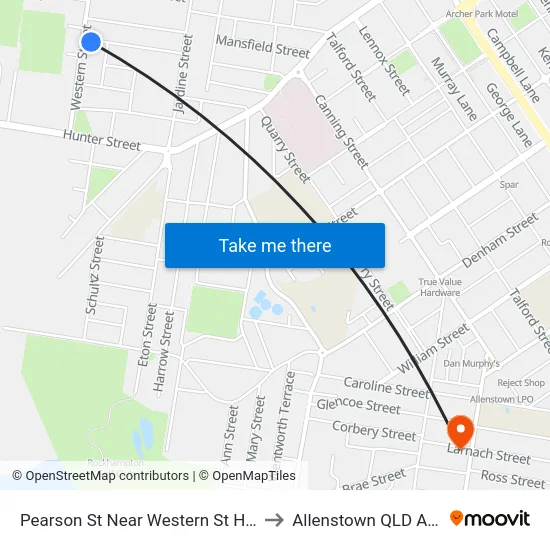 Pearson St Near Western St Hail 'N' Ride to Allenstown QLD Australia map