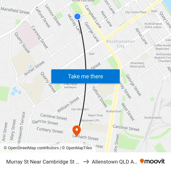 Murray St Near Cambridge St Hail 'N' Ride to Allenstown QLD Australia map