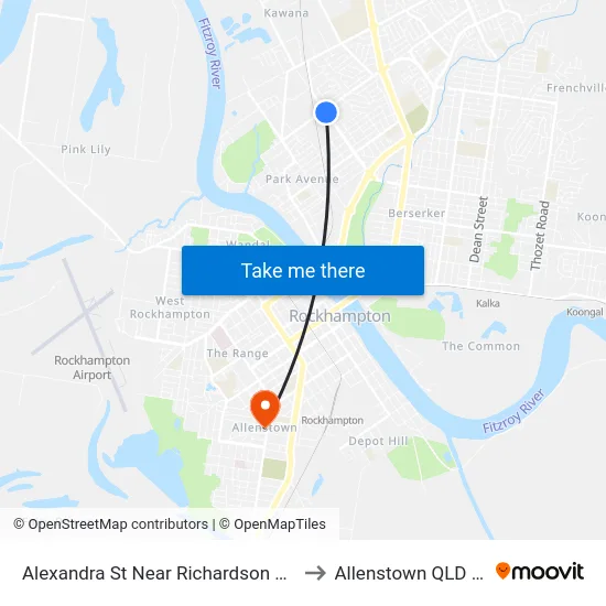 Alexandra St Near Richardson Rd Hail 'N' Ride to Allenstown QLD Australia map