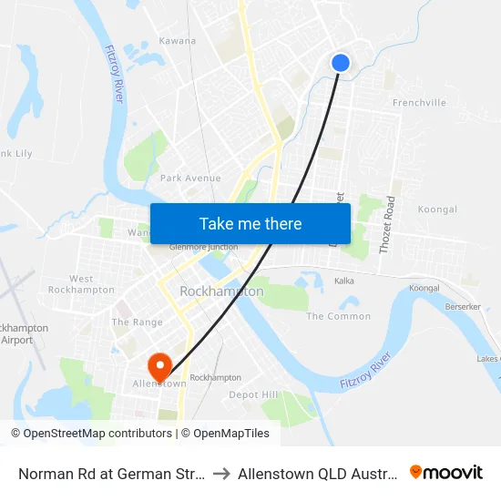 Norman Rd at German Street to Allenstown QLD Australia map