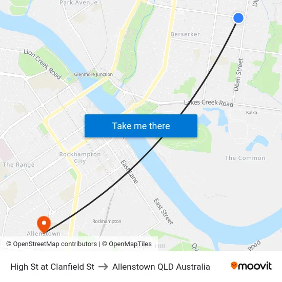 High St at Clanfield St to Allenstown QLD Australia map