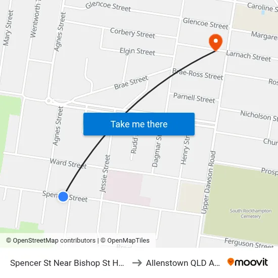 Spencer St Near Bishop St Hail 'N' Ride to Allenstown QLD Australia map