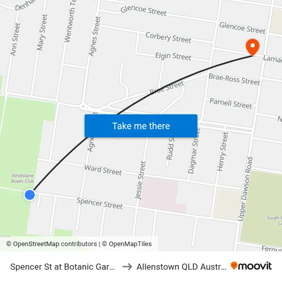Spencer St at Botanic Gardens to Allenstown QLD Australia map
