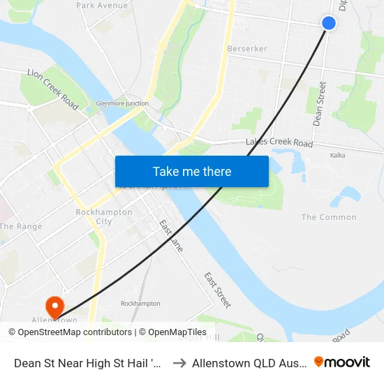 Dean St Near High St Hail 'N' Ride to Allenstown QLD Australia map