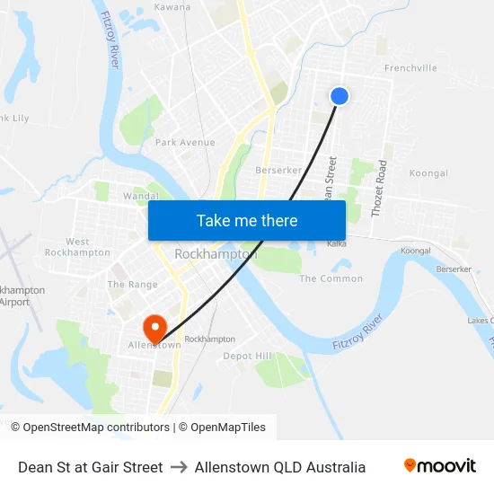 Dean St at Gair Street to Allenstown QLD Australia map