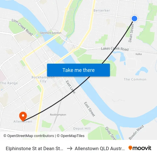 Elphinstone St at Dean Street to Allenstown QLD Australia map
