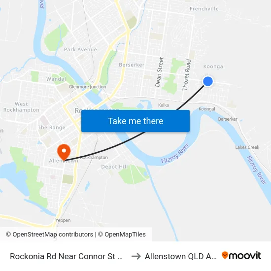 Rockonia Rd Near Connor St Hail 'N' Ride to Allenstown QLD Australia map