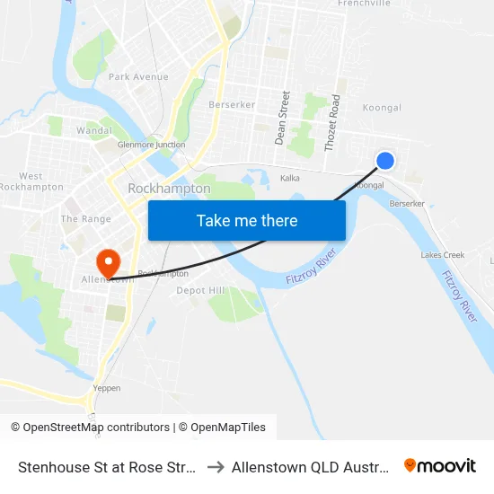 Stenhouse St at Rose Street to Allenstown QLD Australia map