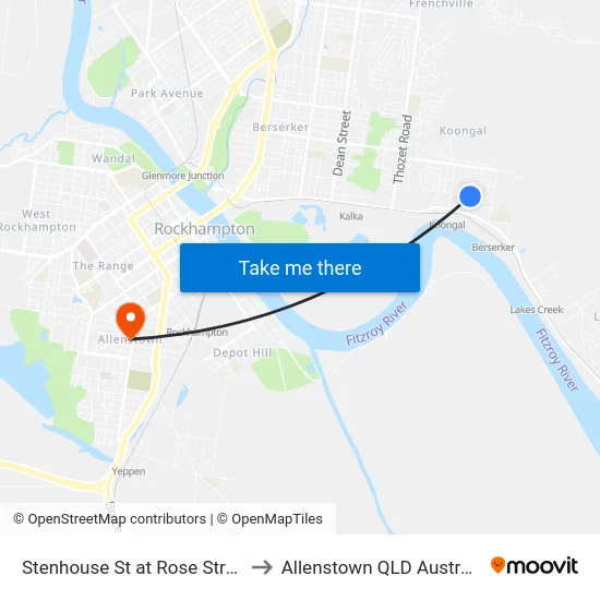 Stenhouse St at Rose Street to Allenstown QLD Australia map