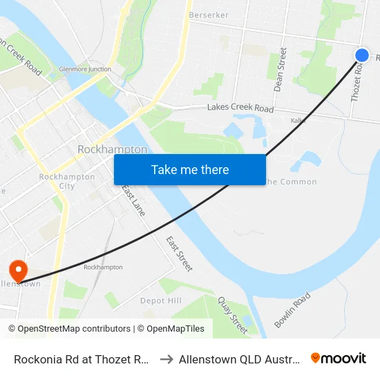 Rockonia Rd at Thozet Road to Allenstown QLD Australia map
