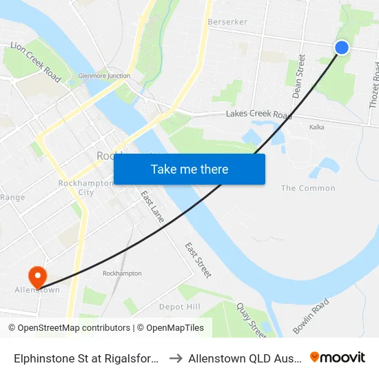 Elphinstone St at Rigalsford Park to Allenstown QLD Australia map