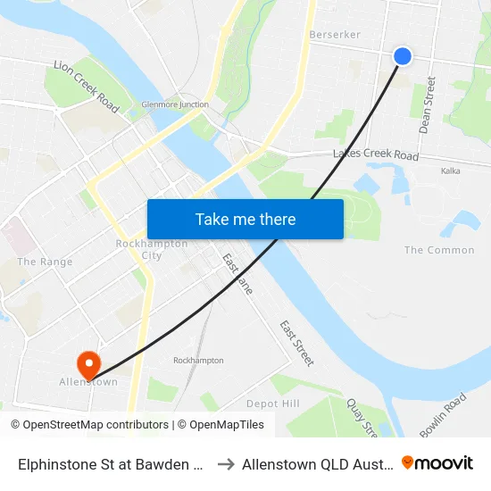 Elphinstone St at Bawden Street to Allenstown QLD Australia map