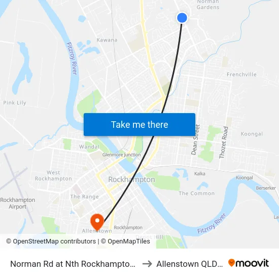 Norman Rd at Nth Rockhampton Nursing Centre to Allenstown QLD Australia map