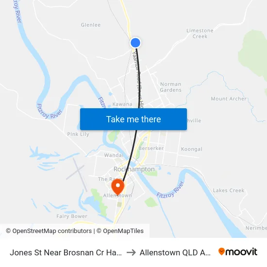 Jones St Near Brosnan Cr Hail 'N' Ride to Allenstown QLD Australia map