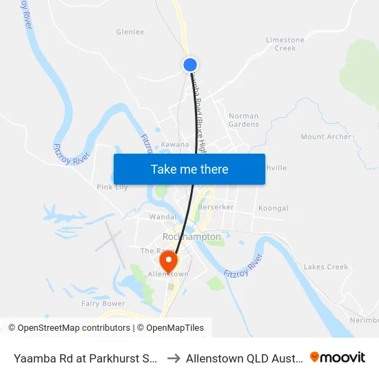Yaamba Rd at Parkhurst School to Allenstown QLD Australia map