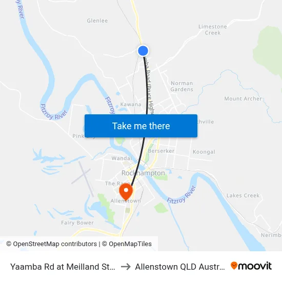 Yaamba Rd at Meilland Street to Allenstown QLD Australia map