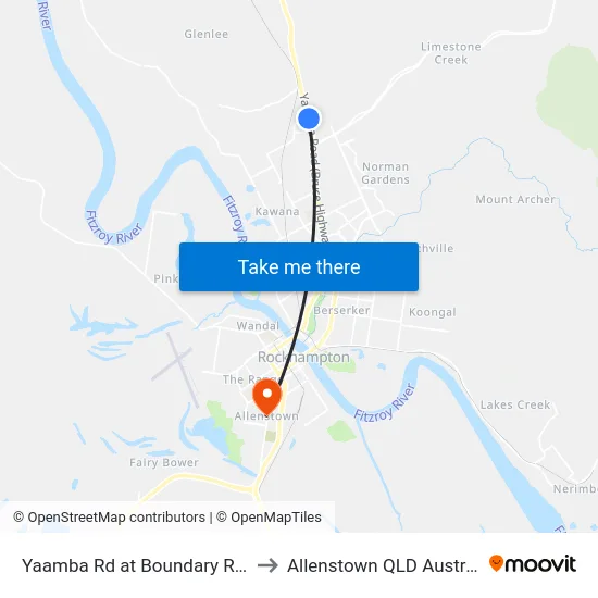 Yaamba Rd at Boundary Road to Allenstown QLD Australia map