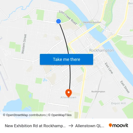 New Exhibition Rd at Rockhampton Showgrounds to Allenstown QLD Australia map