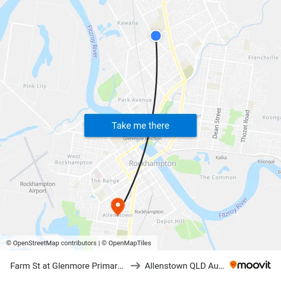 Farm St at Glenmore Primary School to Allenstown QLD Australia map
