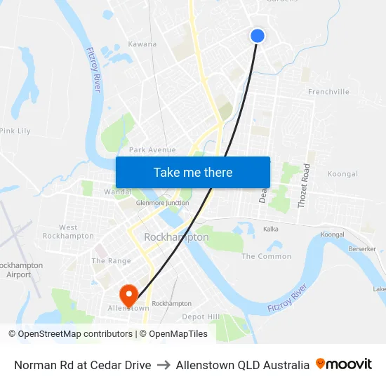 Norman Rd at Cedar Drive to Allenstown QLD Australia map